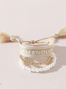 3 cái Faux Pearl Decor Bracelet - Nhiều màu - Xem 2