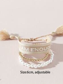 3 cái Faux Pearl Decor Bracelet - Nhiều màu - Xem 3