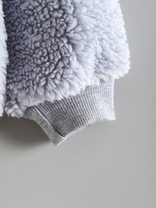 Toddler Girls Zipper Fuzzy Coat - Light Grey - View 3