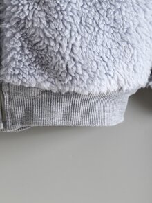 Toddler Girls Zipper Fuzzy Coat - Light Grey - View 4