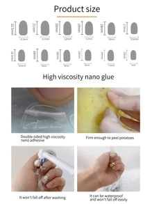 24pcs Butterfly Decor Fake Nail & 1sheet Tape & 1pc Nail File - Watermelon Pink - View 5