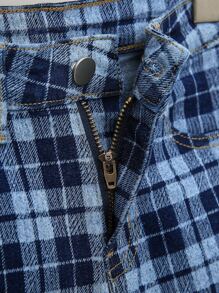 女孩格紋印花錐形牛仔褲 - 彩色 - 查看 3