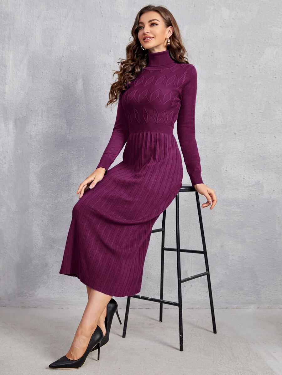 Modelyn Ladies áo len váy màu trơn Thanh lịch - Màu tím - Xem 1