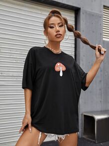 Áo thun nữ Thực vật Giải trí - màu đen - Xem 4
