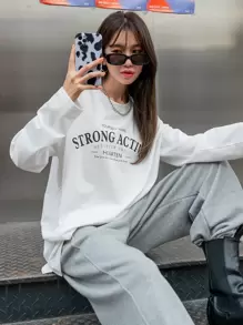 DAZY Slogan Graphic Drop Shoulder Tee - White - View 1