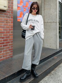 DAZY Slogan Graphic Drop Shoulder Tee - White - View 6