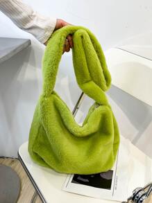 Túi vai màu trơn Tay cầm Top - màu xanh lá - Xem 1