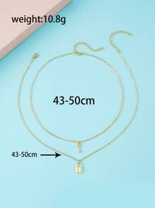 2 cái Cô Gái Trái Tim Chìa Khóa Quyến Rũ Vòng Cổ - Vàng - Xem 3