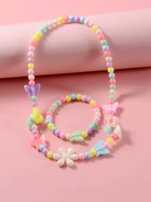 女孩2入組串珠首飾套裝 - 彩色 - 查看 1
