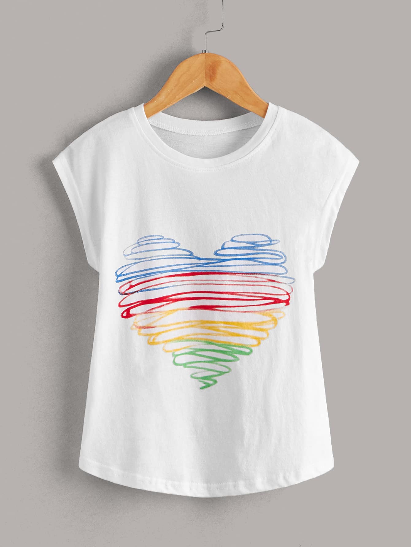 女童心形印花T恤 - 白色 - 查看 1