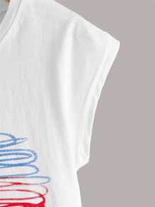 女童心形印花T恤 - 白色 - 查看 4