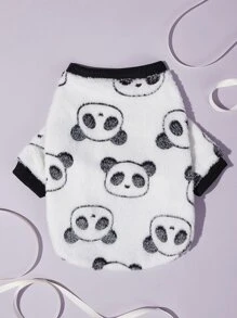 PETSIN Panda Print Plush Pet Sweatshirt - Black and White - View 2