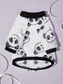 PETSIN Panda Print Plush Pet Sweatshirt - Black and White - View 5