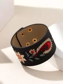 花卉刺繡手環 - 黑色 - 查看 1