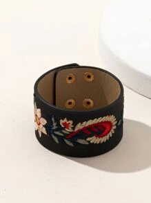 花卉刺繡手環 - 黑色 - 查看 2