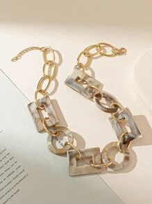 Geometric Decor Chain Necklace - Multicolor - View 2