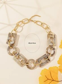 Geometric Decor Chain Necklace - Multicolor - View 3