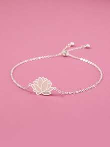 Pulsera brillante en oscuro con diseño de flor - Plateado - Ver 2