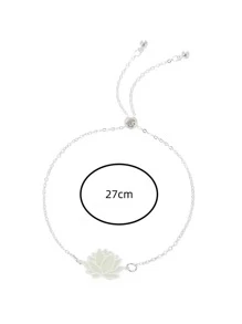 Pulsera brillante en oscuro con diseño de flor - Plateado - Ver 3