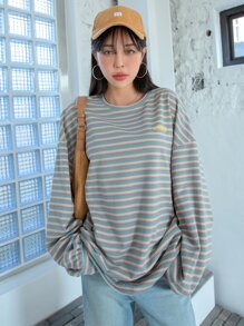 DAZY Áo thun nữ Lá thư Sọc Giải trí - Nhiều màu - Xem 3