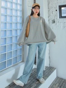 DAZY Áo thun nữ Lá thư Sọc Giải trí - Nhiều màu - Xem 4