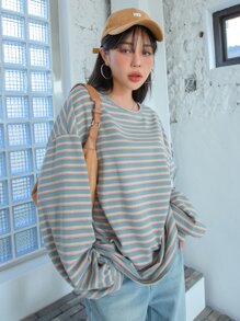 DAZY Áo thun nữ Lá thư Sọc Giải trí - Nhiều màu - Xem 6