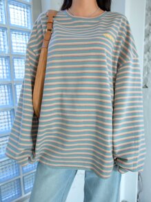 DAZY Áo thun nữ Lá thư Sọc Giải trí - Nhiều màu - Xem 8