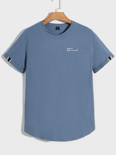 Manfinity VCAY 男性 コットン 文字グラフィック カーブヘム Tシャツ