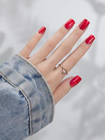 24 pezzi di unghie finte e 1 foglio di nastro e 1 lima per unghie, set di forniture per unghie