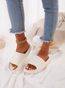 Minimalist Single Band Slides - White - View 6