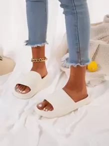 Minimalist Single Band Slides - White - View 2