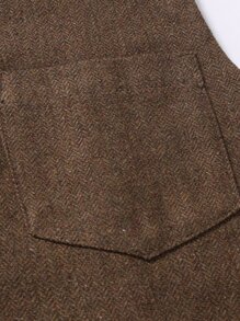 Manfinity Mode Men Patched Pocket Wool-Mix Waistcoat Without Blouse - Coffee Brown - View 5