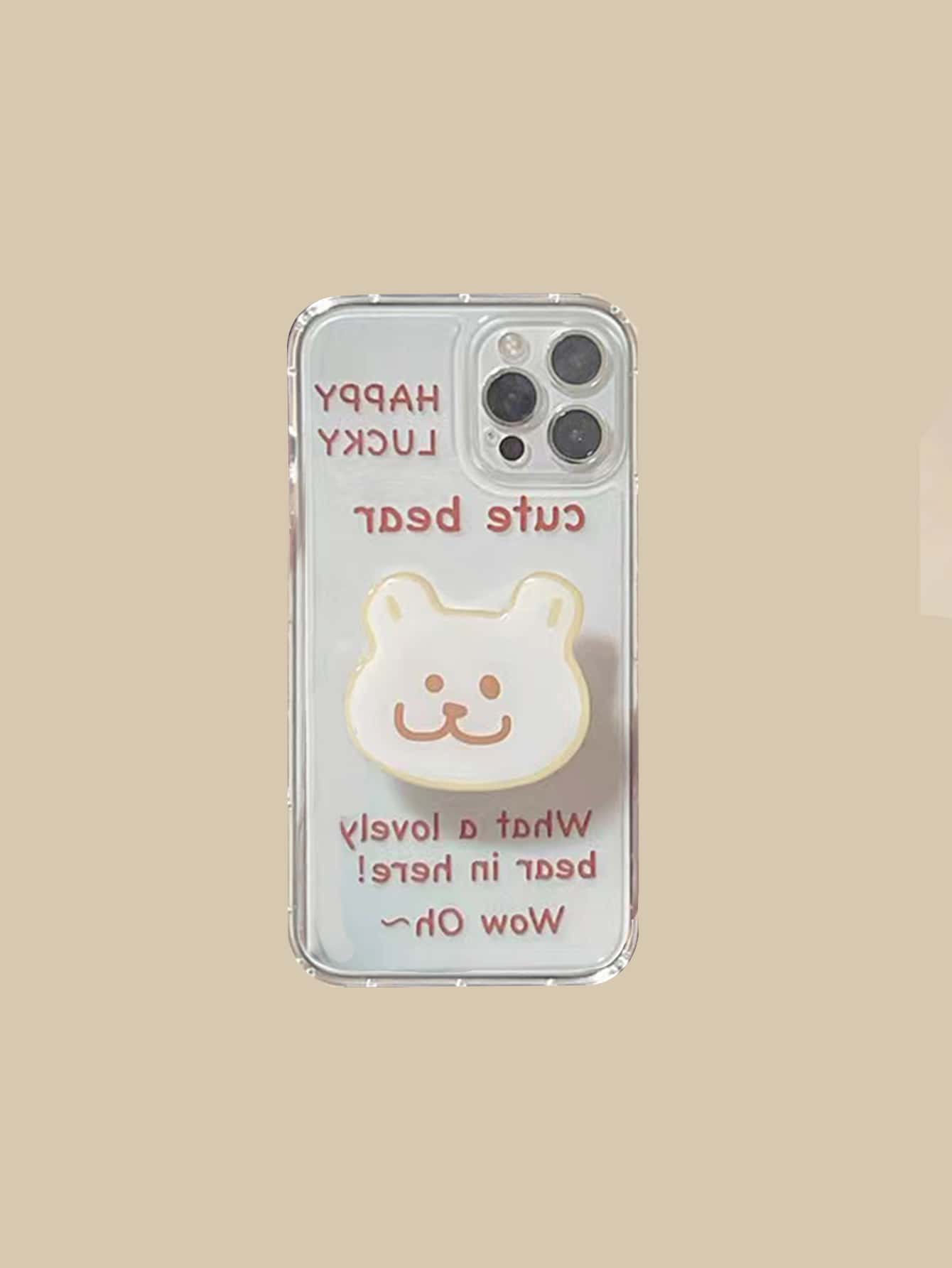 Funda para móvil con estampado de letra con agarre de teléfono sobresaliente - Multicolor - Ver 1