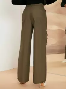 SHEINNeu High Waist Zipper Detail Drawstring Hem Pants