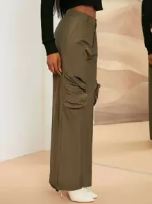 SHEINNeu High Waist Zipper Detail Drawstring Hem Pants