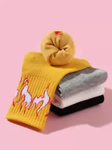 4pairs Toddler Kids Flame Pattern Socks - Multicolor - View 2