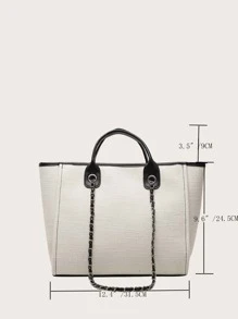 Minimalist Large Capacity Tote Bag, Tote Bag Large, Best Fall Inspo Ideas Winter Gifts - White - View 11