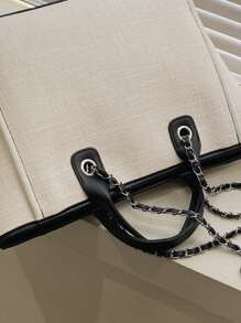 Minimalist Large Capacity Tote Bag, Tote Bag Large, Best Fall Inspo Ideas Winter Gifts - White - View 9