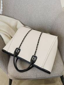 Minimalist Large Capacity Tote Bag, Tote Bag Large, Best Fall Inspo Ideas - White - View 7