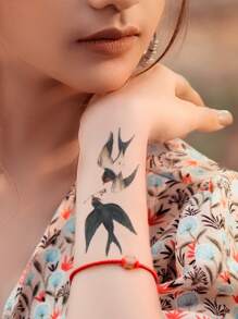 6pcs Floral & Snake Pattern Tattoo Sticker - Multicolor - View 4