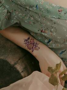 6pcs Floral & Snake Pattern Tattoo Sticker - Multicolor - View 5