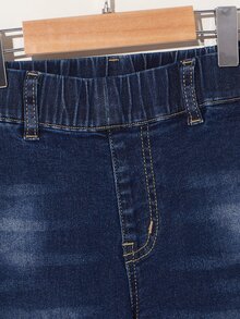 SHEIN Bé Trai Quần Jeans Túi màu trơn - Rửa tối - Xem 4