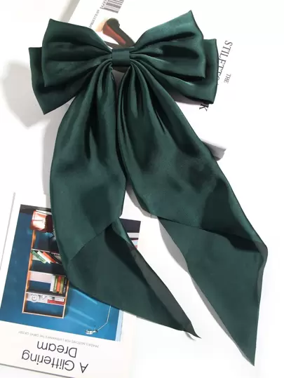 1个缎面蝴蝶结丝绸发夹，日常佩戴发饰，情人节礼物，发卡，发夹，爪夹，发爪，蝴蝶结，可爱，优雅，冬季女装