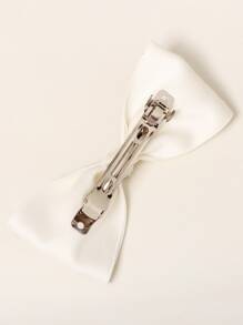 白色编织水钻蝴蝶结发夹，女士发饰，爪夹，发卡，学生用品，优雅，学院风，冬季女装，蝴蝶结，可爱，派对造型，高贵，头部配饰，发夹 - 白色 - 查看 7