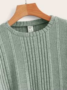 SHEIN Chicas adolescentes Camiseta de hombros caídos tejido de canalé - verde menta - Ver 4