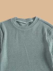 SHEIN Teen Girls 3pcs Solid Ribbed Knit Tee - Multicolor - View 4