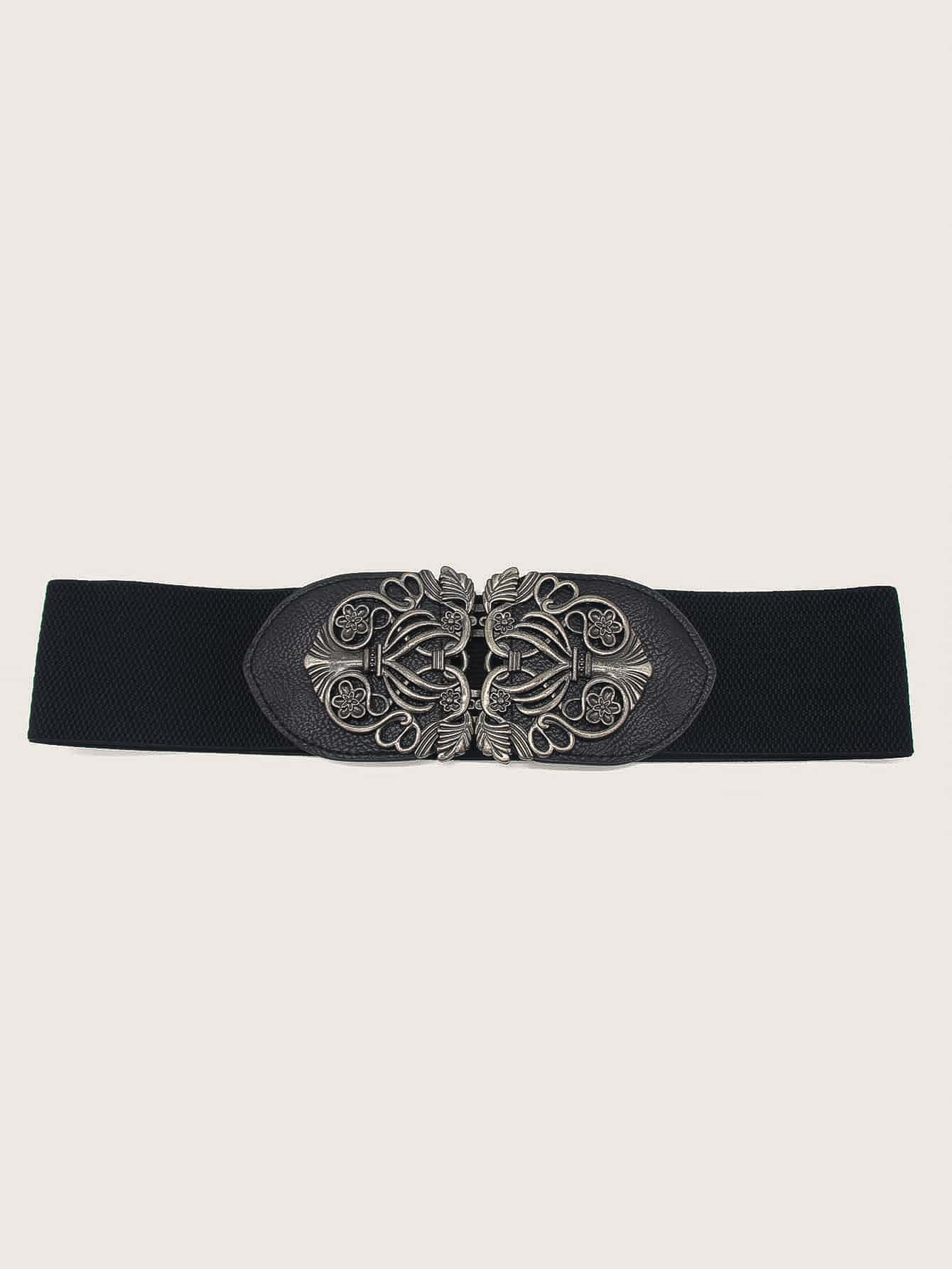 Boho 1pc Women Vintage Metal Buckle Wide Belt Halloween Summer, School Fall, Autumn, Halloween