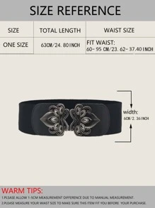Metal Floral Pattern Belt - Black - View 3