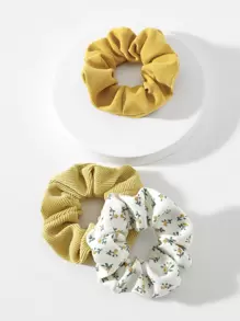 3 cái/bộ dây buộc tóc nhung kẻ họa tiết hoa độc đáo cho nữ với họa tiết hoa nhỏ nhắn - Nhiều màu - Xem 1