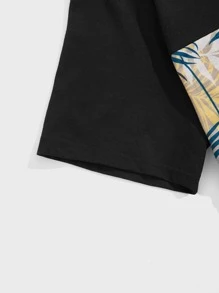 GENTILAND Hombres Conjunto shorts con top con estampado tropical panel